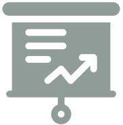 Presentation with upward graph icon